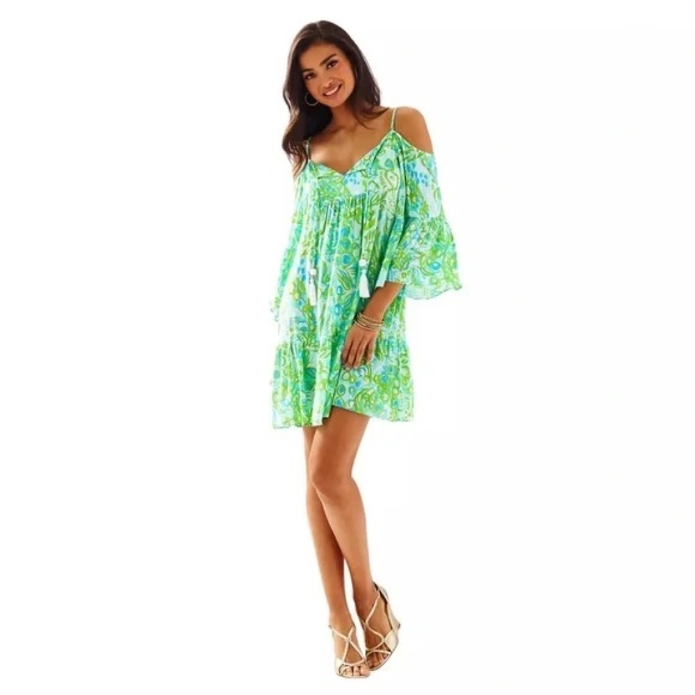 Lilly Pulitzer Alana Dress in Any Fins Possible Blue, Green, White, Size Small